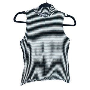 Black & White Striped Sleeveless Shirt Size Medium